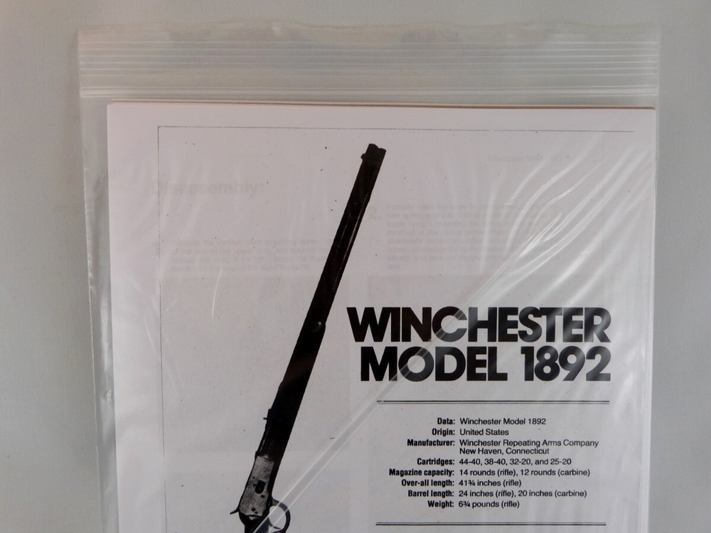 WINCHESTER MODEL 1892 RIFLE BREAK DOWN INSTRUCTION KIT a