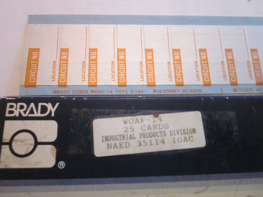 Brady #WOAF-14 circuit label markers