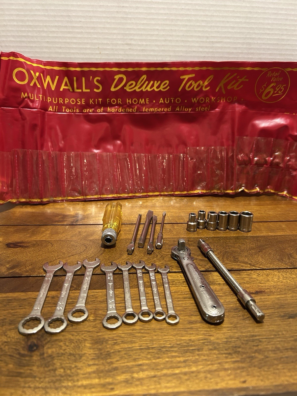 Vintage Oxwall 1/4” Tool Kit Ratchet Wrenches Sockets Multi-Bit Screwdriver USA