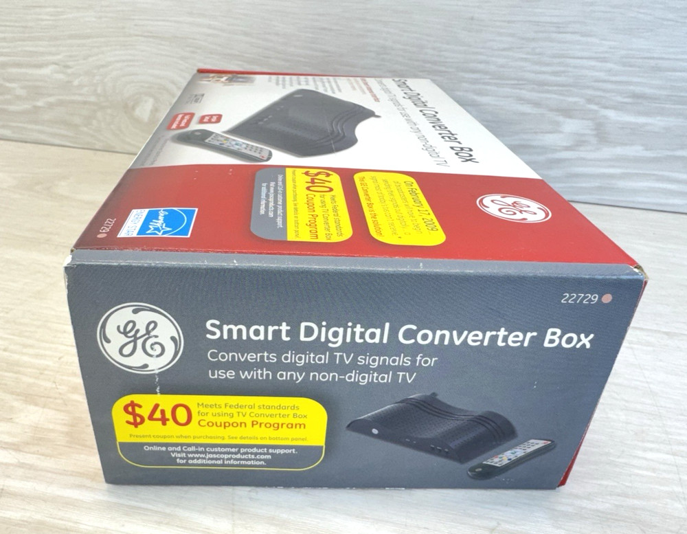 GE Smart Digital Converter Box • Model 22729 with Remote Control • Brand New