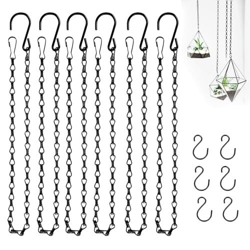 6PCS Hanging Chains with S Hooks, 24.2IN Long Chains with Clips, Adjustable