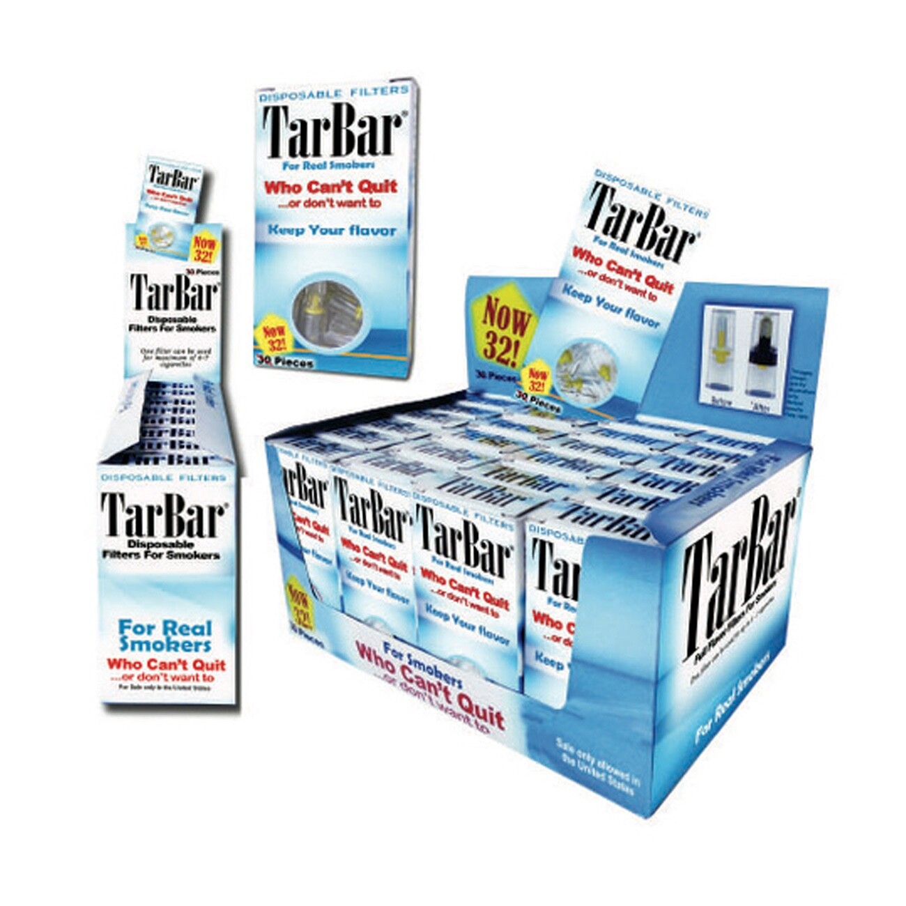 TarBar Cigarette Filters Disposable - 10 BOXES 320 Filters Total