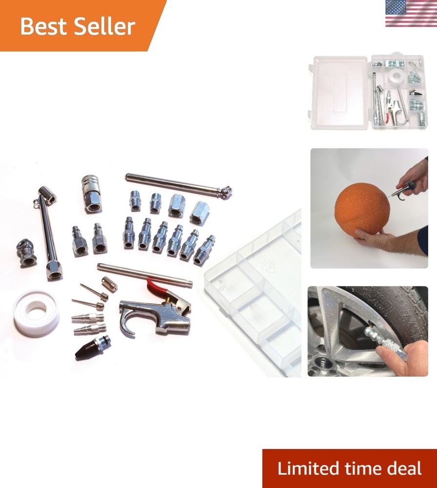 Complete Air Tool Set: 25 essentials in a Clear Storage Case for Easy Use