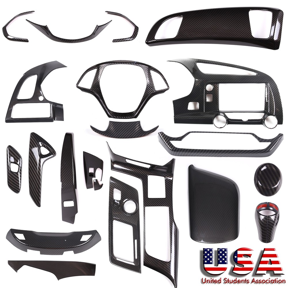 ABS Carbon Fiber Interior Center Console Panel Trim Set For Corvette C7 14-19 US