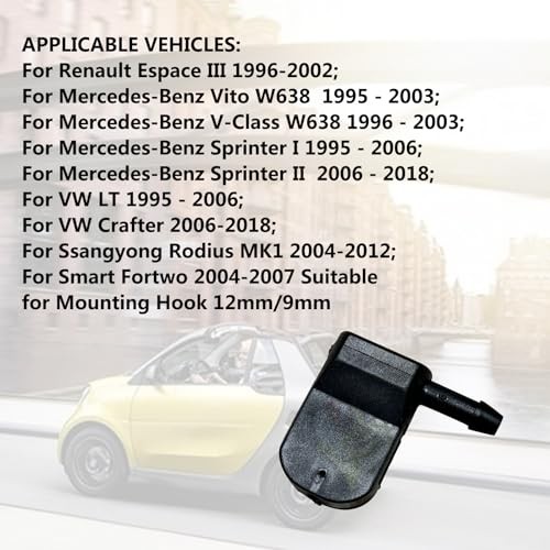 Universal Front Windshield Wiper Arm Washer Nozzle Spray Unit with 12mm Hook