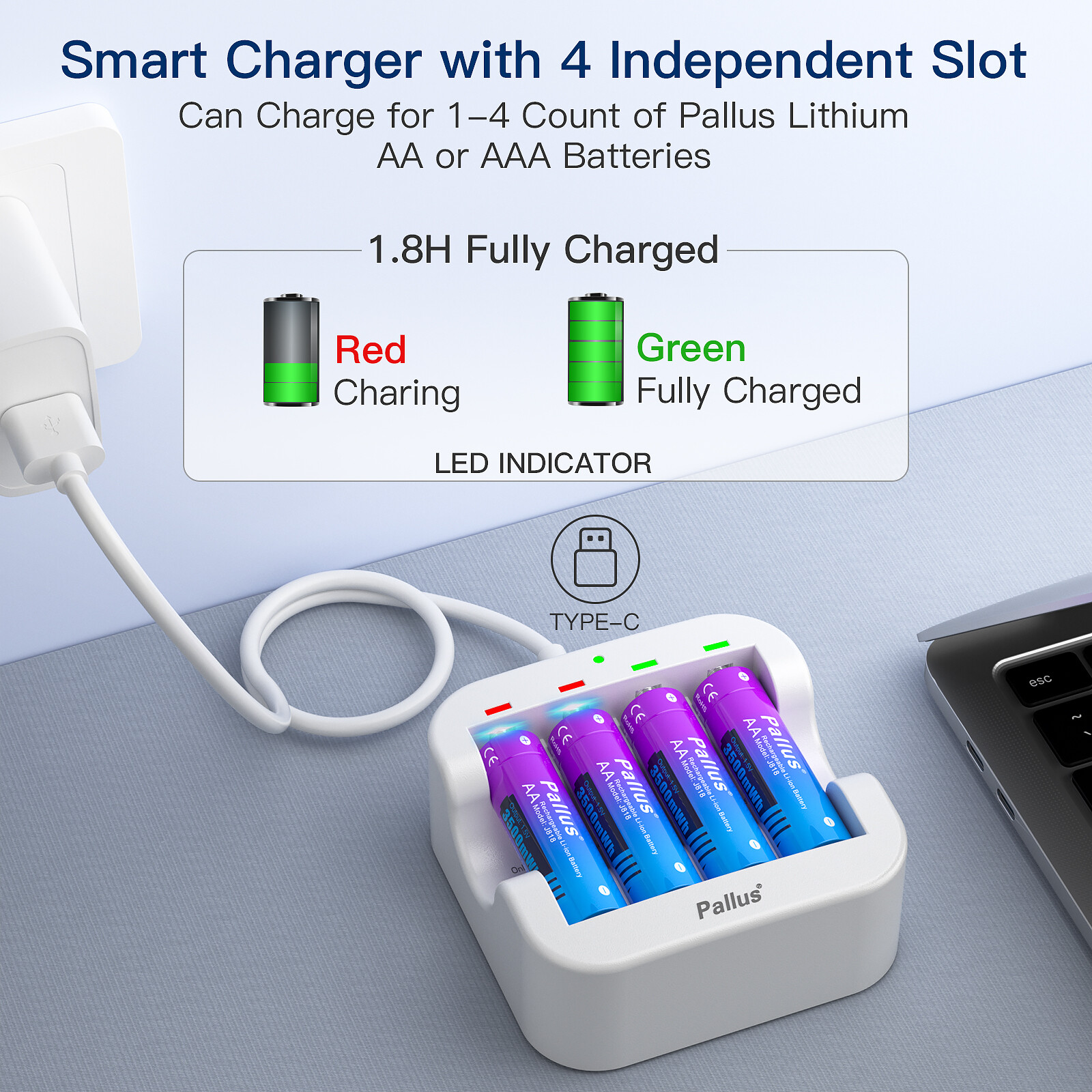AA Rechargeable Lithium 1.5V Batteries 3500mWh Fast AA Li-ion Charger LOT