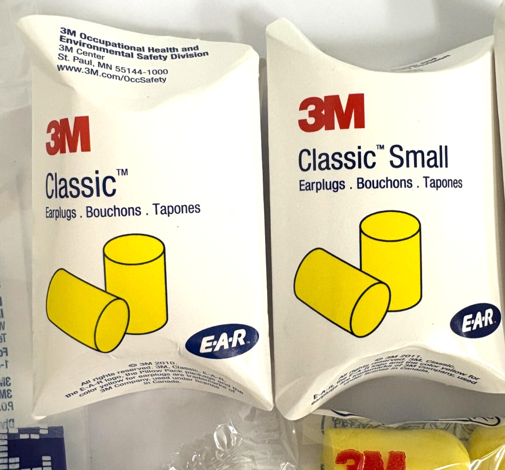 12 PAIR DISPOSABLE EAR PLUG ASSORTMENT PACK 3M - NEW!