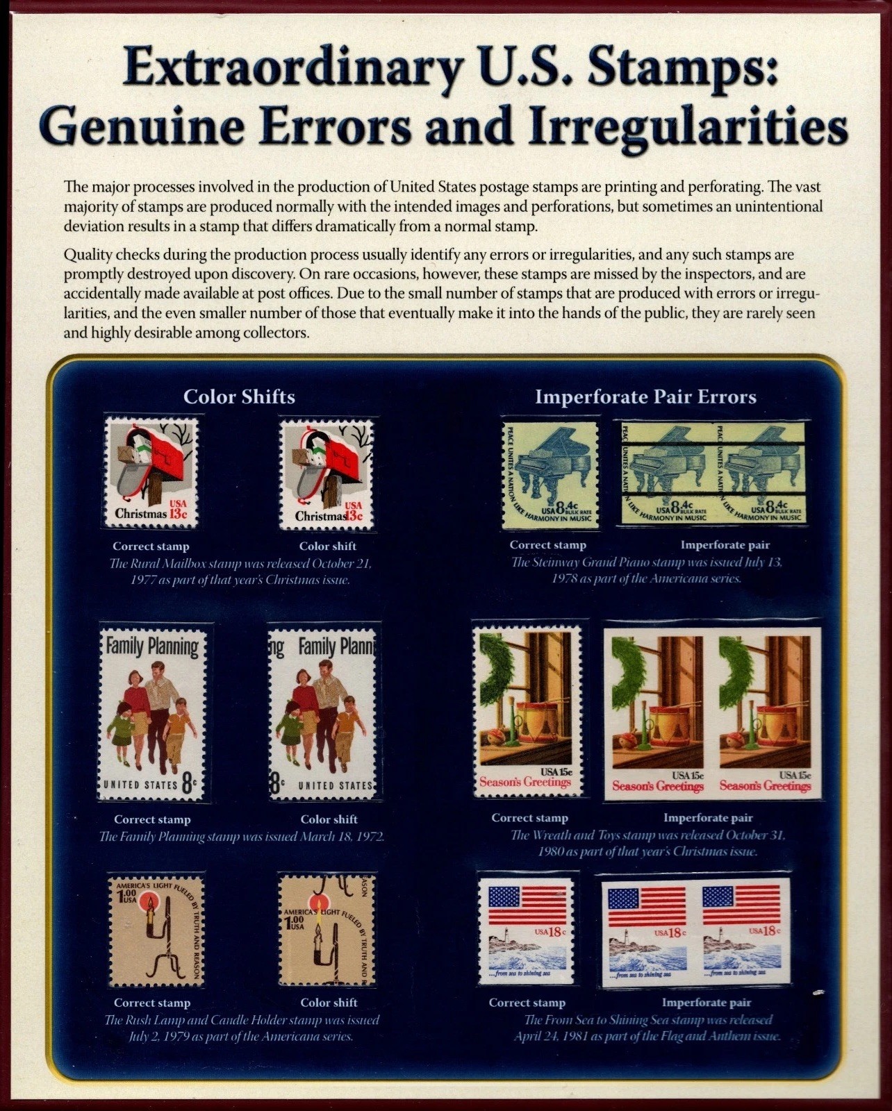 Centsational MNH EFO Error Extraordinary US Stamp Errors Folio