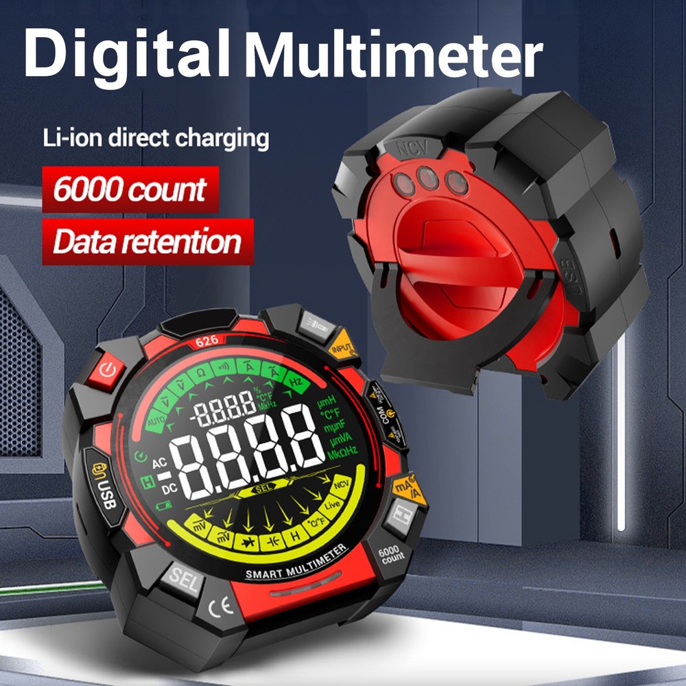 1-6000 Counts Multimeter With Backlit Display For Electricians OMWJ