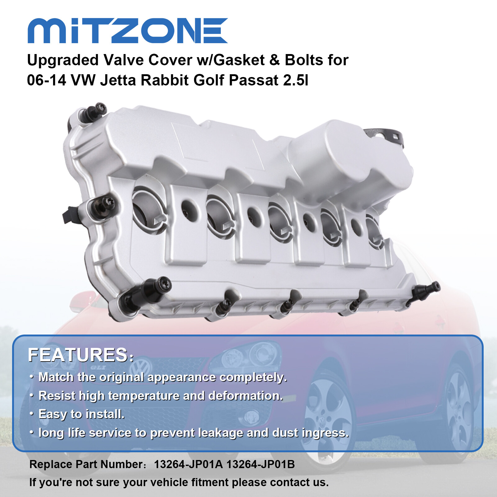 Upgraded Valve Cover w/Gasket & Bolts for 06-14 VW Jetta Rabbit Golf Passat 2.5L