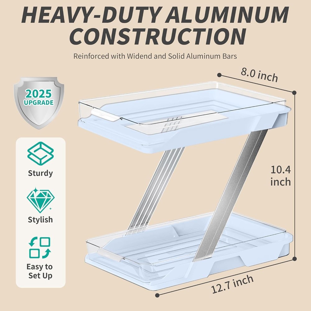 3 Pack Bathroom Organizers & Storage Multi-Purpose,2-Tier Clear Pull Out
