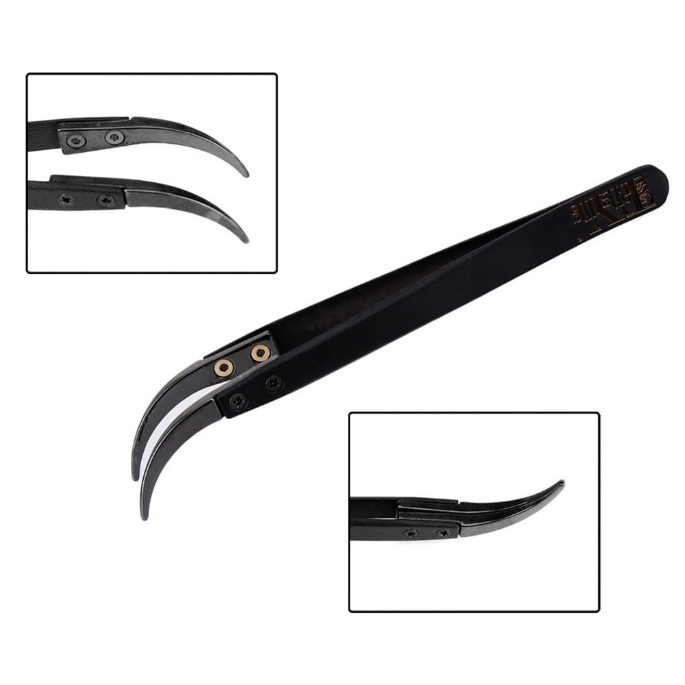 Smd Tweezers Curved Pointed Precision Ceramic Reverse Solder Angled