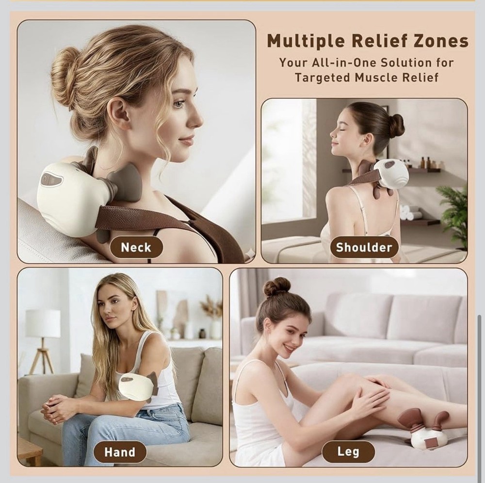 4D Wireless Neck Shoulder Massager, Bionic Hands Deep Tissue Massage, Portabl...