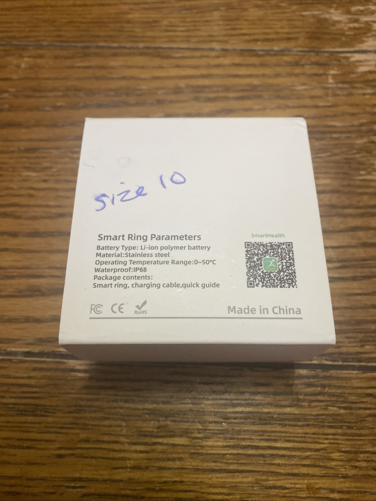 Smart Ring, Size 10 Black, Charging Cable, Case, And User Guide Included