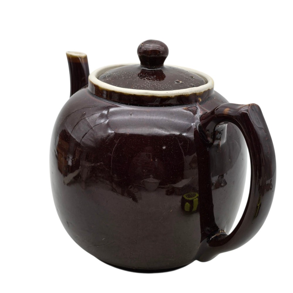 Star Stoneware Primitive Pottery Teapot Dark brown