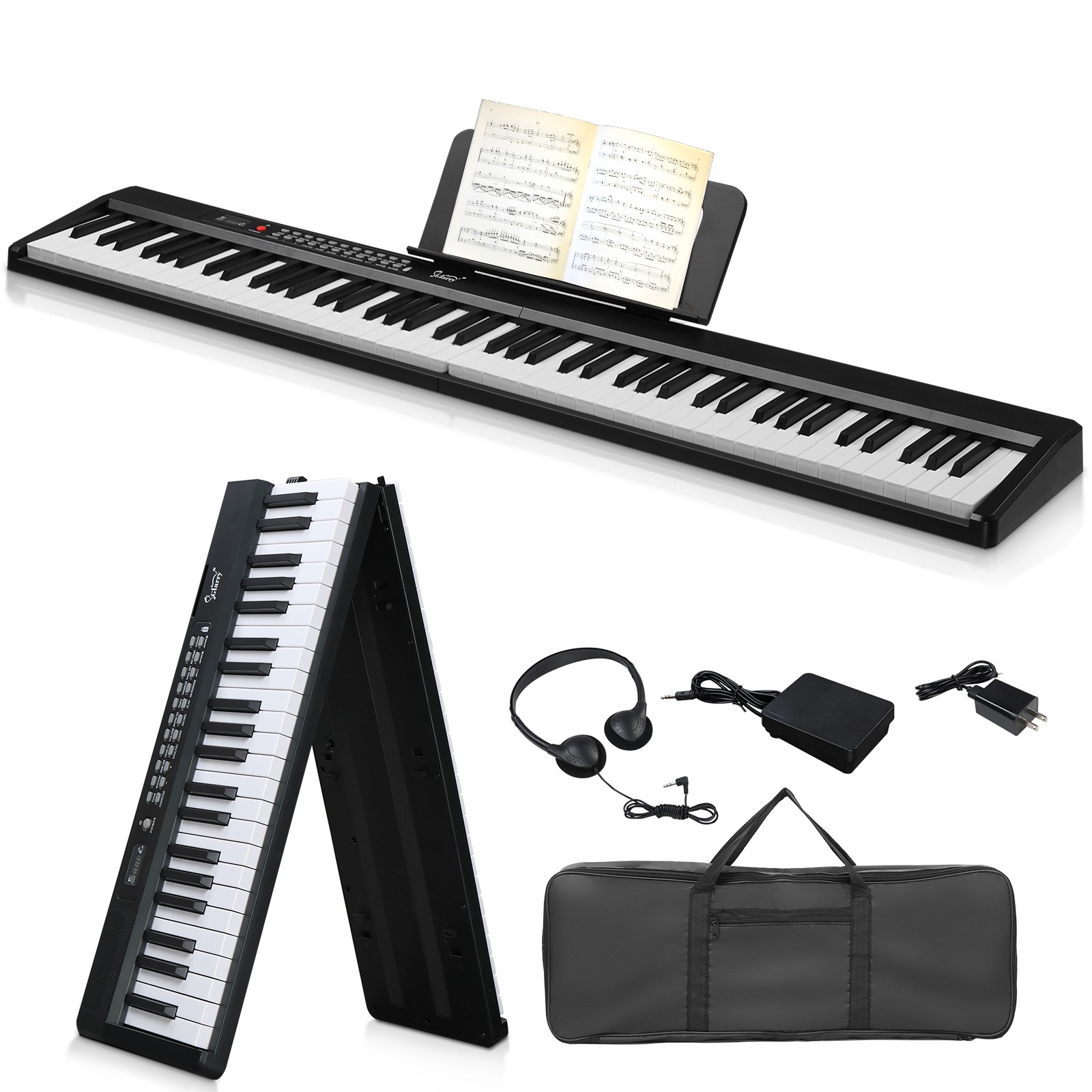 Glarry Folding 88-Key Semi-Weighted Digital Piano Electronic Keyboard+Bag