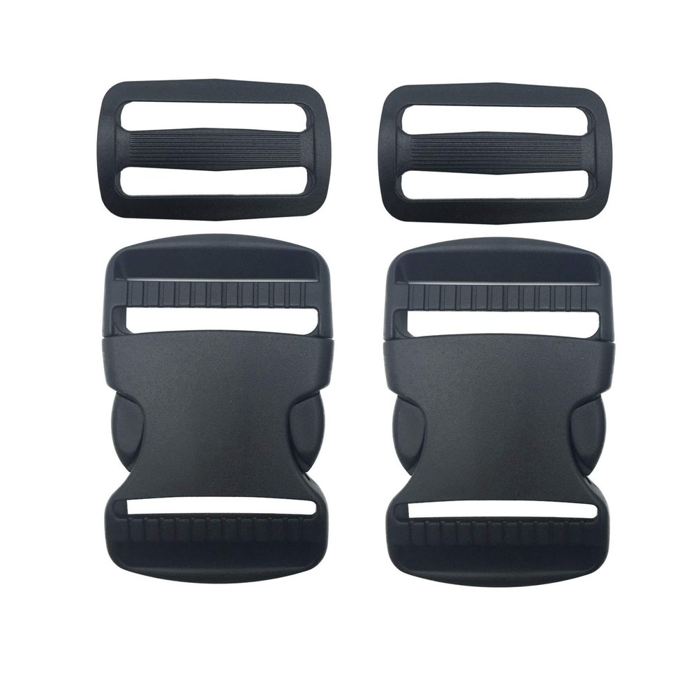 2 Set 1.5 Inch Flat Dual Adjustable Plastic Quick Side Release Plastic Buckle...