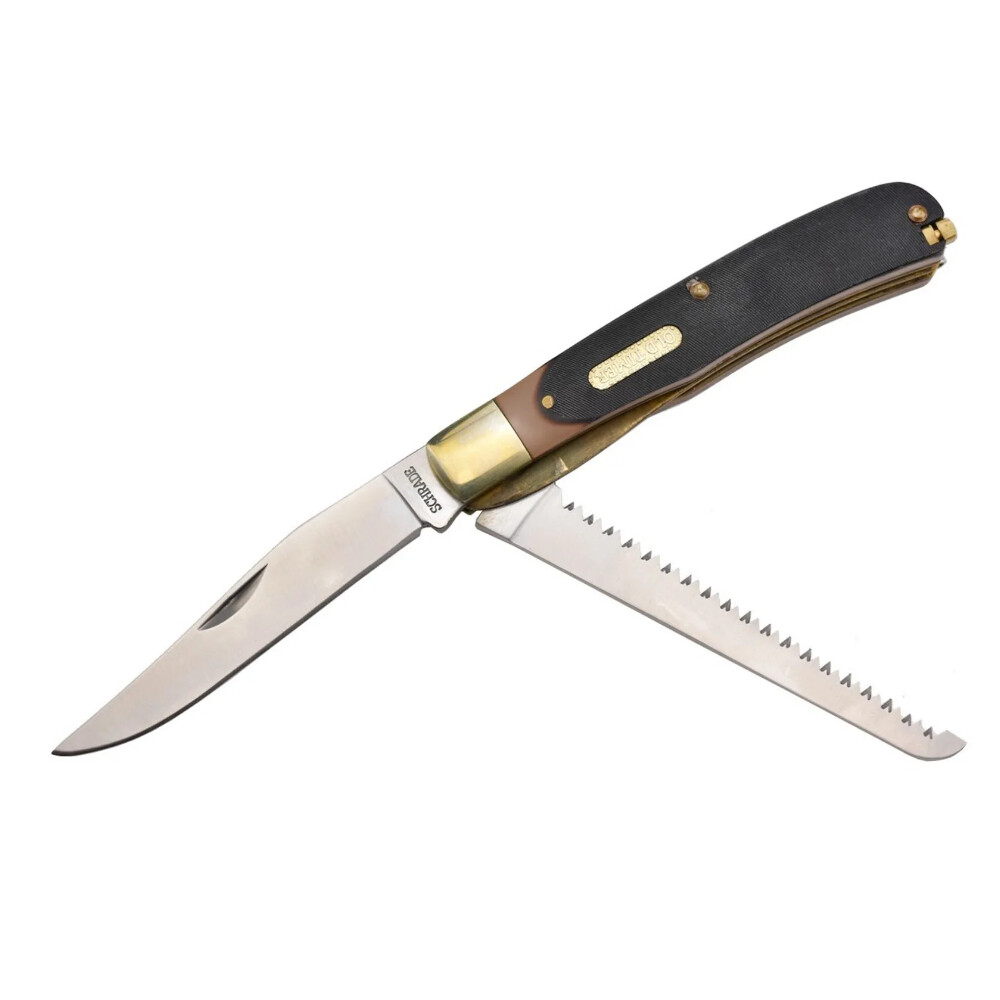 Schrade Old Timer Buzz Saw Trapper Folding Knife + Pouch | 3897OT