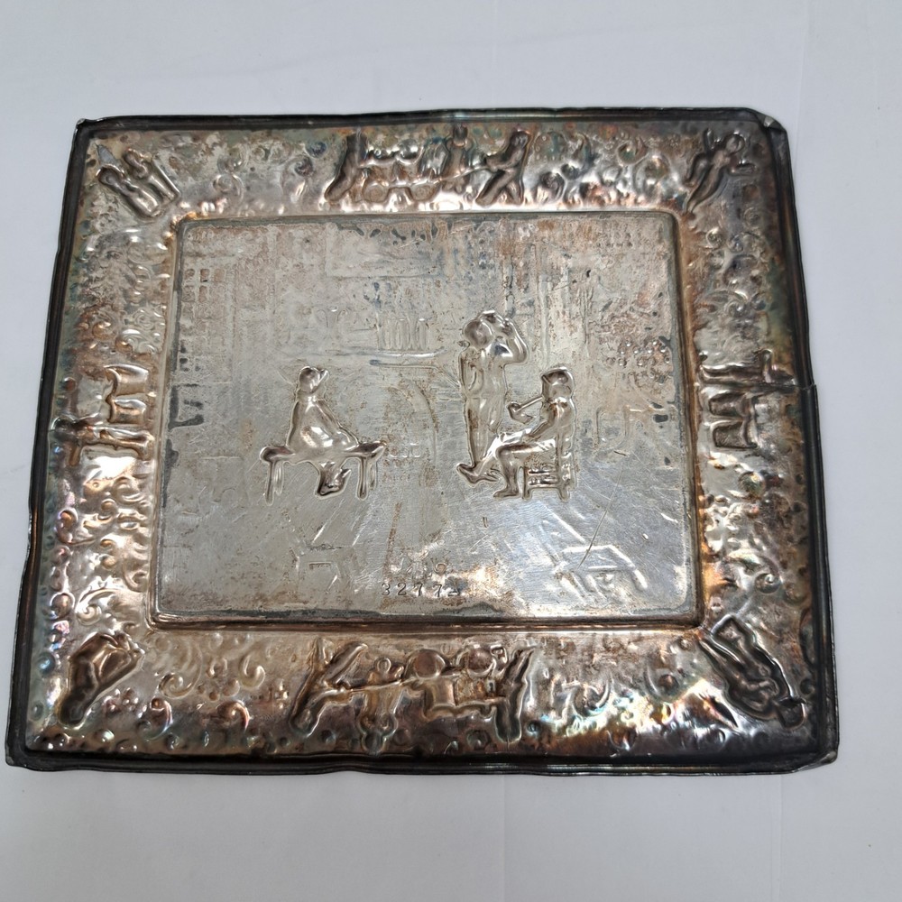 Vintage Raised Relief Rectangular Tray 3 Men By Hearth Barbour SP Co. 3277A