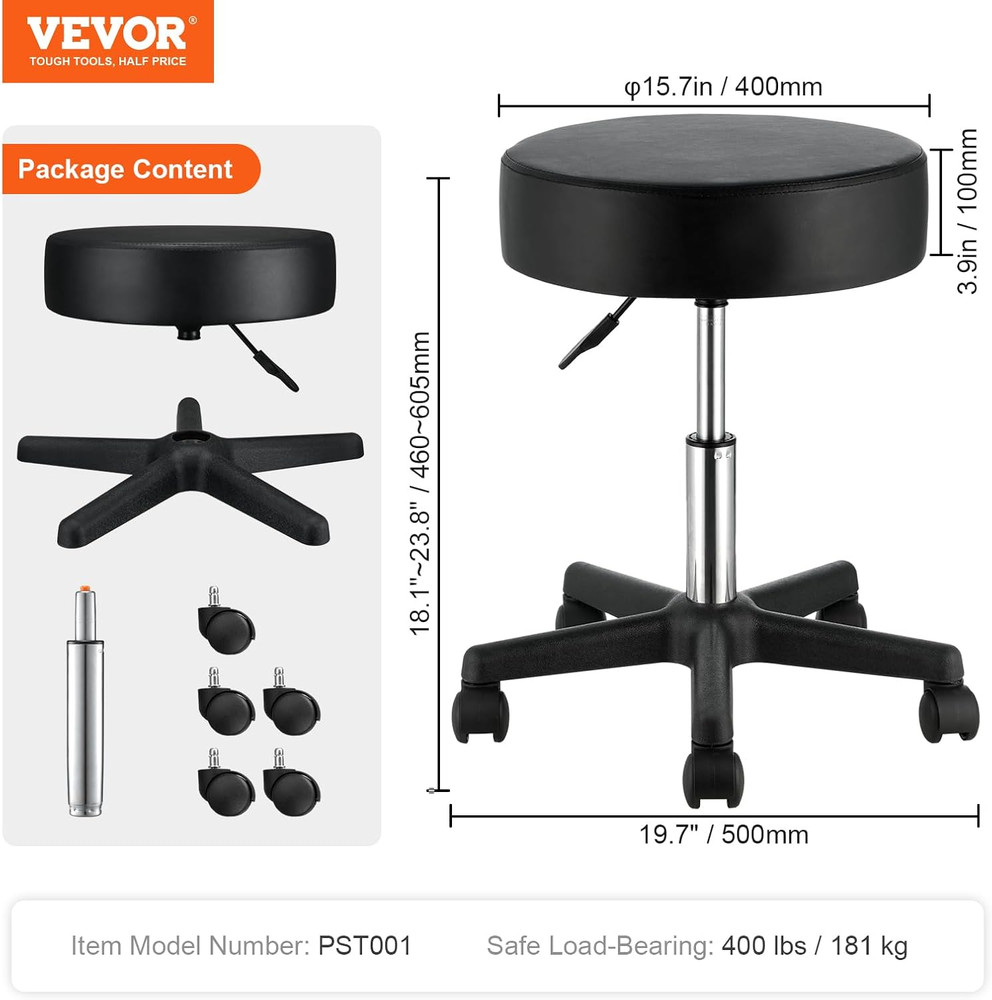 Rolling Stools with Wheels, 400 LBS Weight Capacity Adjustable Height Stool with