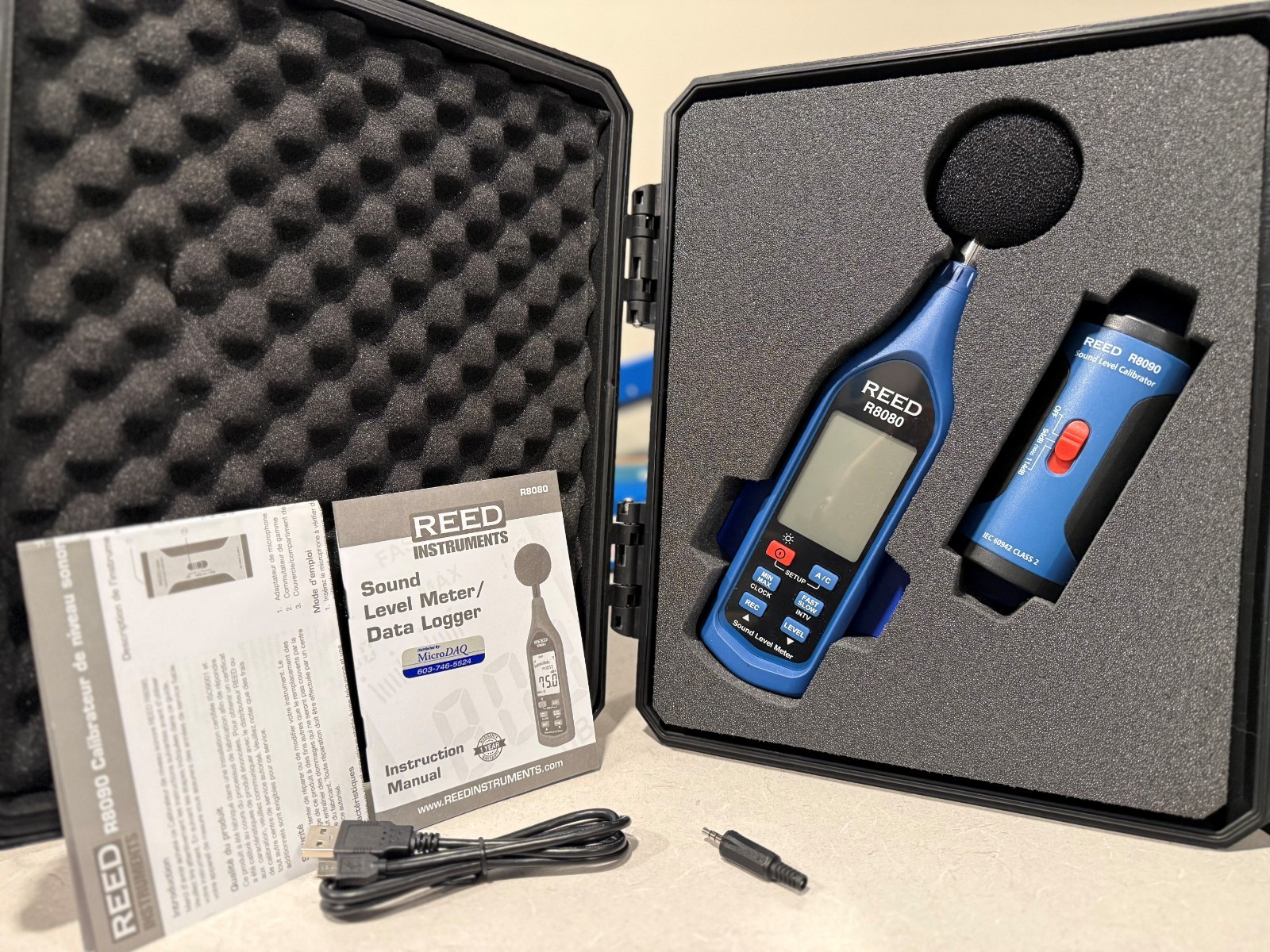 *OPEN BOX* REED R8080 Data Logging Sound Meter & Calibrator R8090 Kit *OPEN BOX*