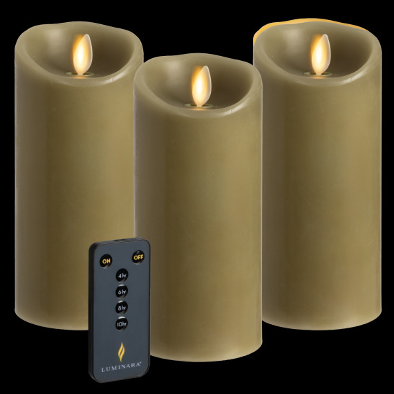Luminara 3-Piece Flameless 6.5" Pillar Candle Set with Remote