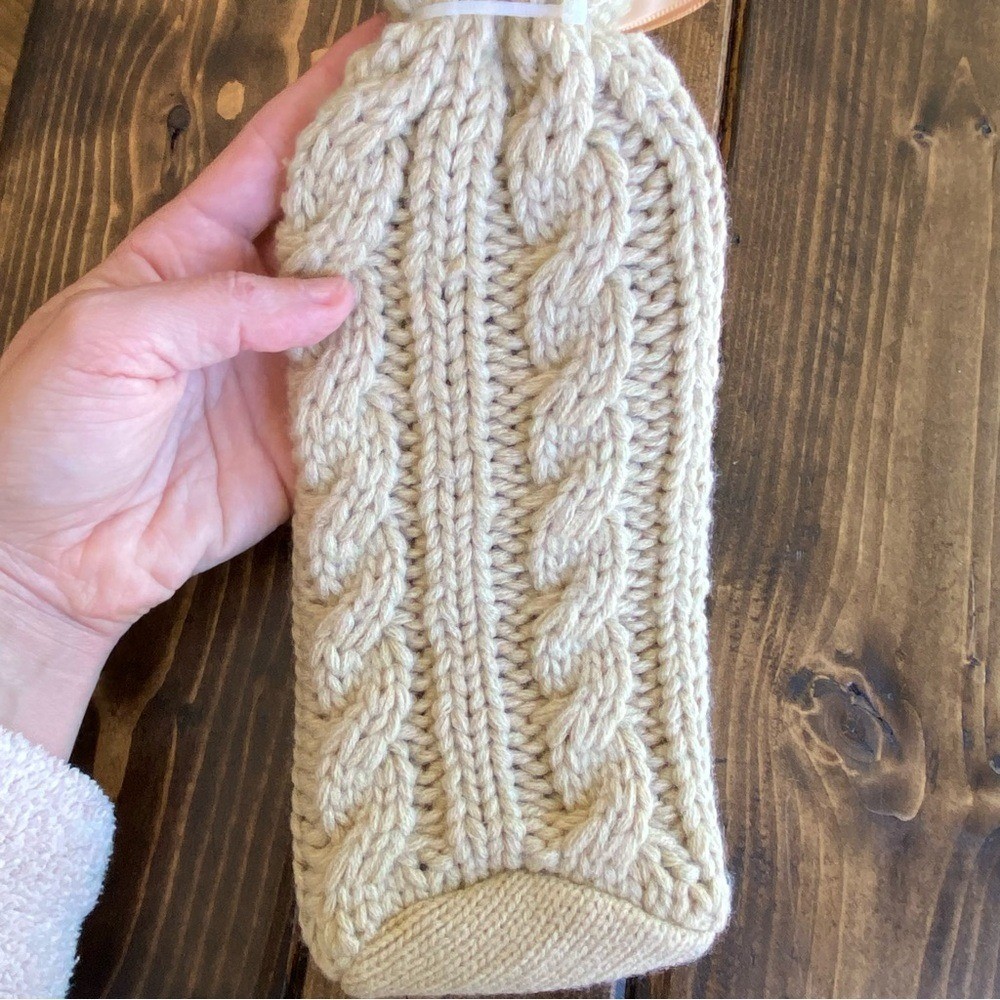 Hand Knit Cable Wine Cozie