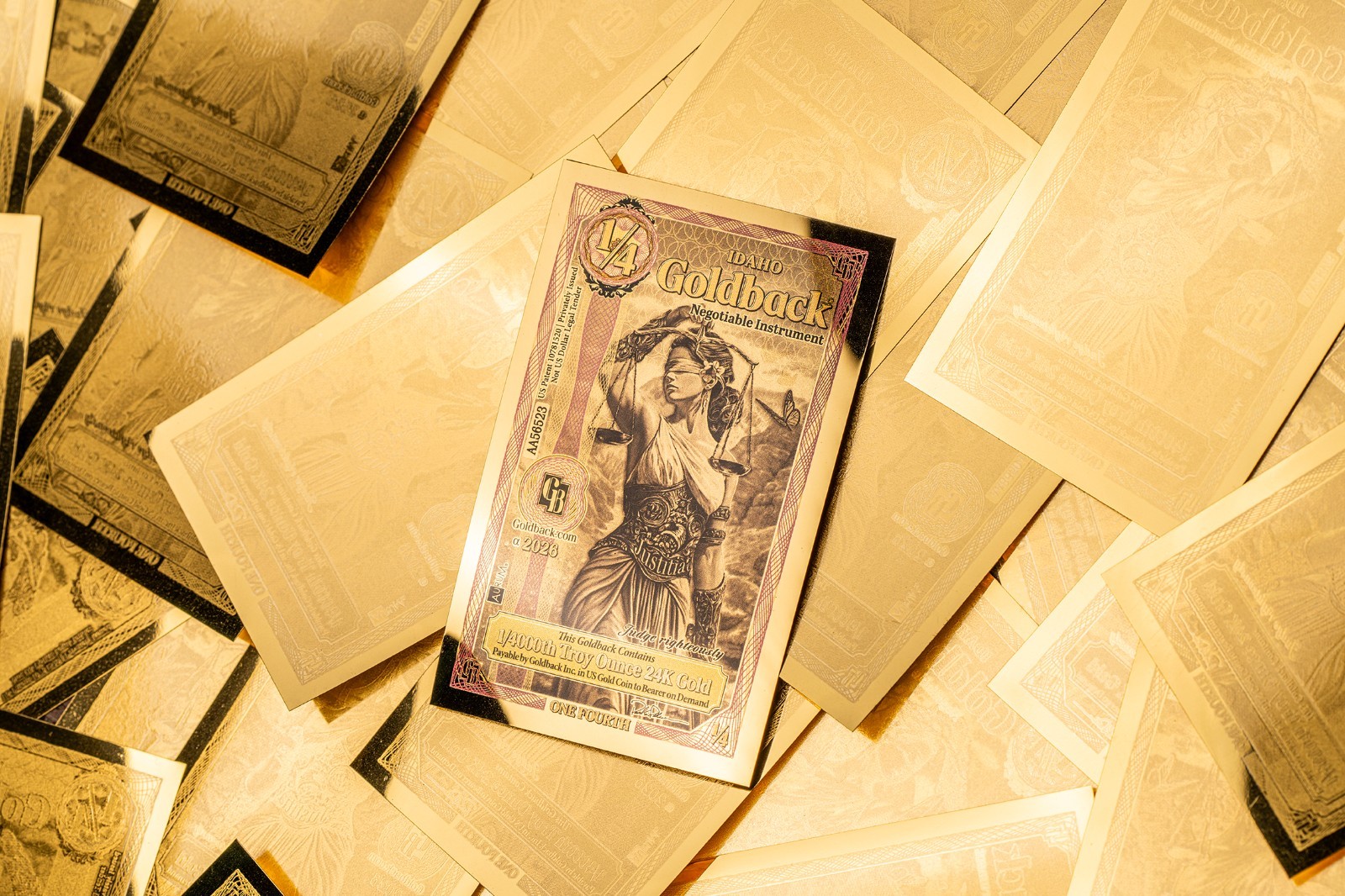 50X - 1/4 IDAHO Goldback Aurum Gold Foil Note 1/4000 oz 24kt .999 Fine PRESALE