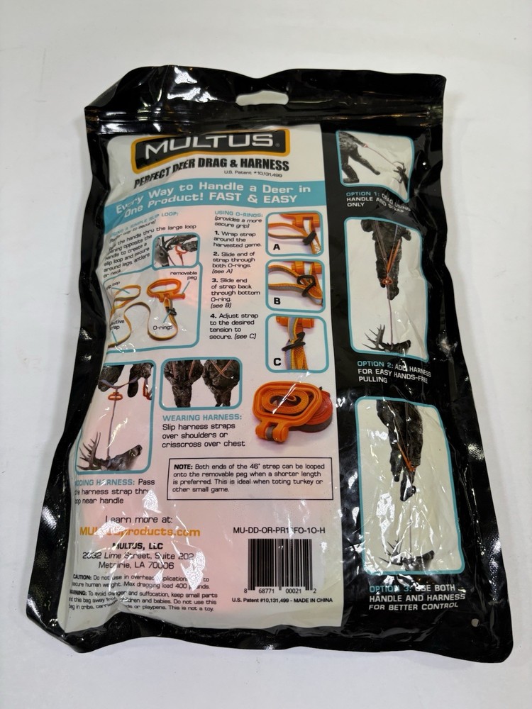 MULTUS Deer Drag and Harness Hunting For Lifting, Dragging, Pulling NEW