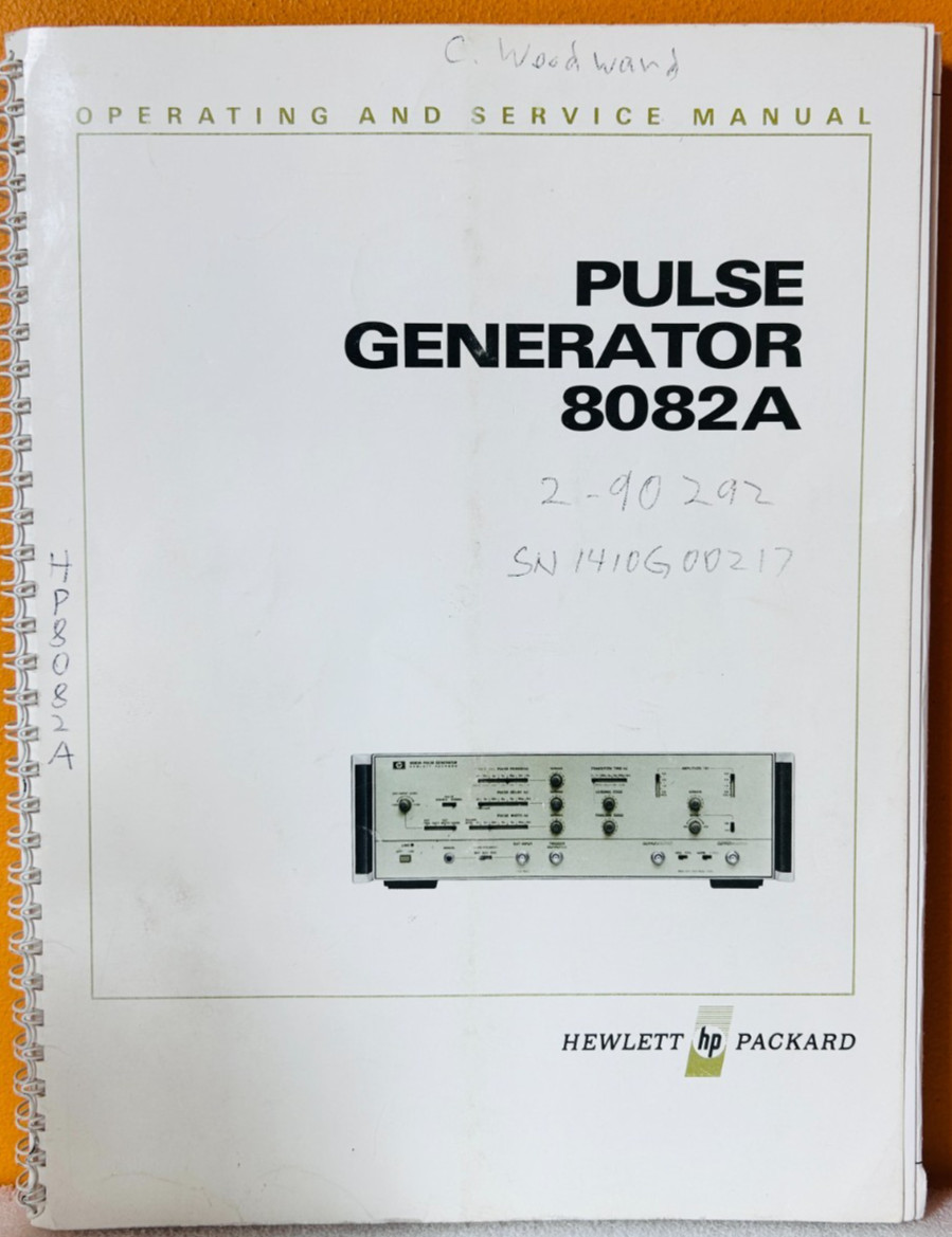 HP 08082-90001 1974 Model 8082A Pulse Generator Operating & Service Manual.