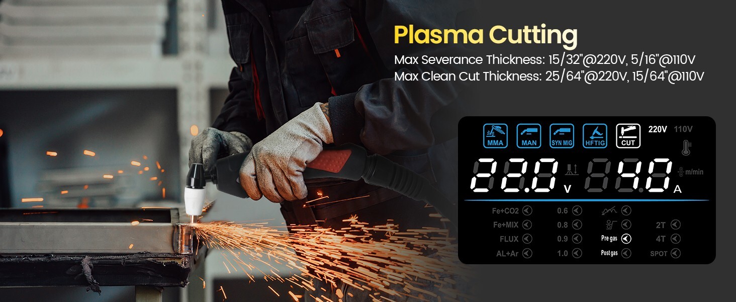 6in1 MIG/CUT/TIG/MMA Welder 220V 250A Gas/Gasless Welding Machine Plasma Cutter