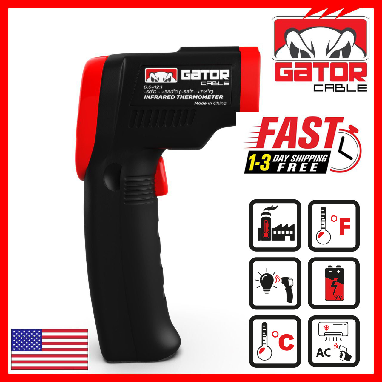 Infrared Laser Thermometer Gun No-Contact Digital Temperature Measurement Tester