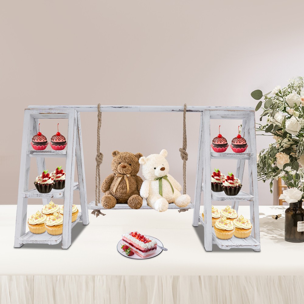 3 Tier Cupcake Stand Table Display Set With Removable Trays Serving Ladder Stand