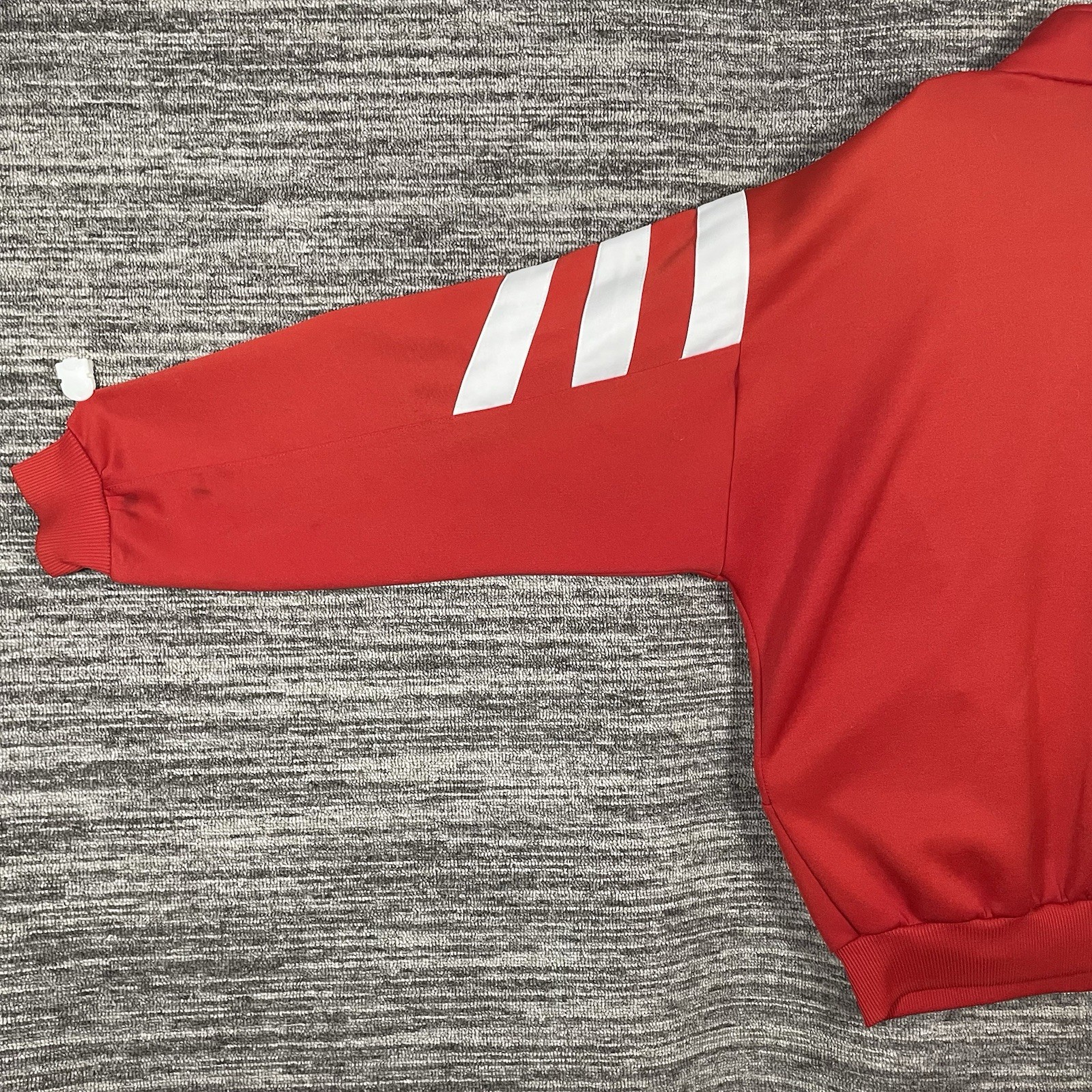 Vintage Adidas Red & Black Track Jacket White Striped Size XL (See Measurements)