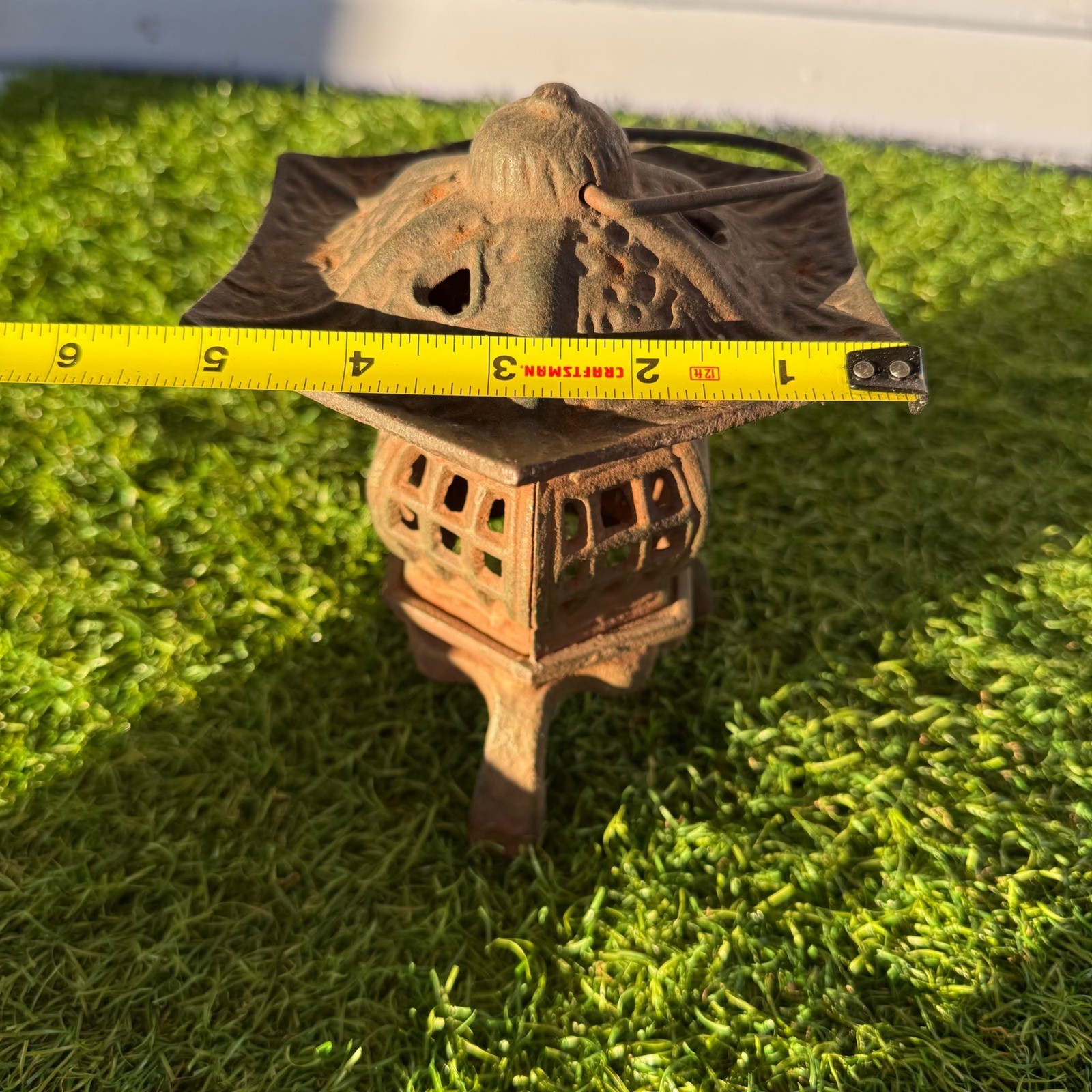 Vintage Japanese Cast Iron Pagoda Garden Candle Lantern 1940s