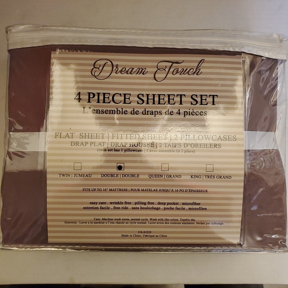 Dream Touch 4 Piece Sheet Set Double Purple New