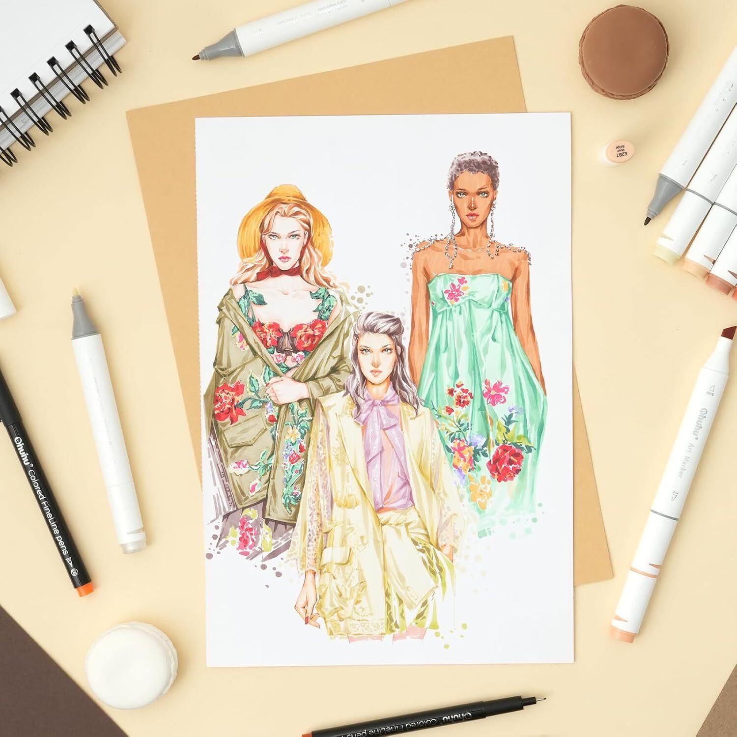 Ohuhu 36 Unique Skin-Tone Colors Markers+1 Alcohol Marker Blender, Chisel & Fine