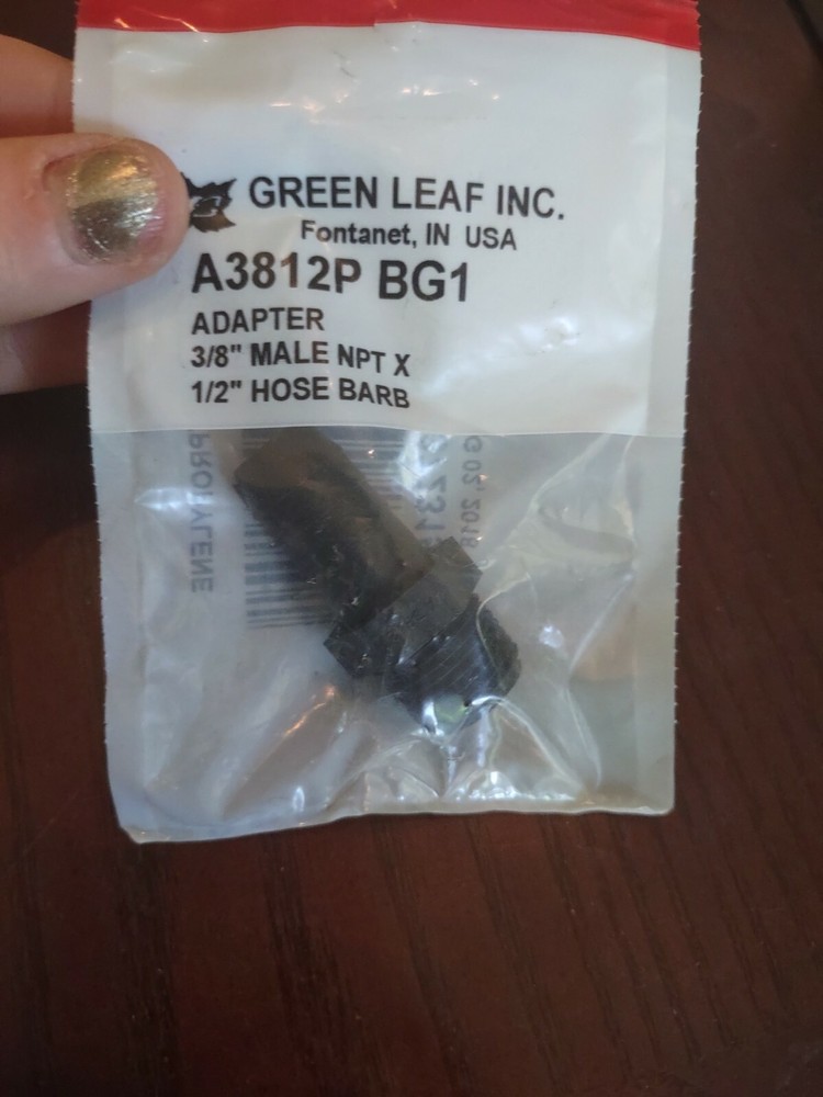 Adapter Poly 3/8 Mptx1/2 Barb,No A 3812 P, Green Leaf Inc