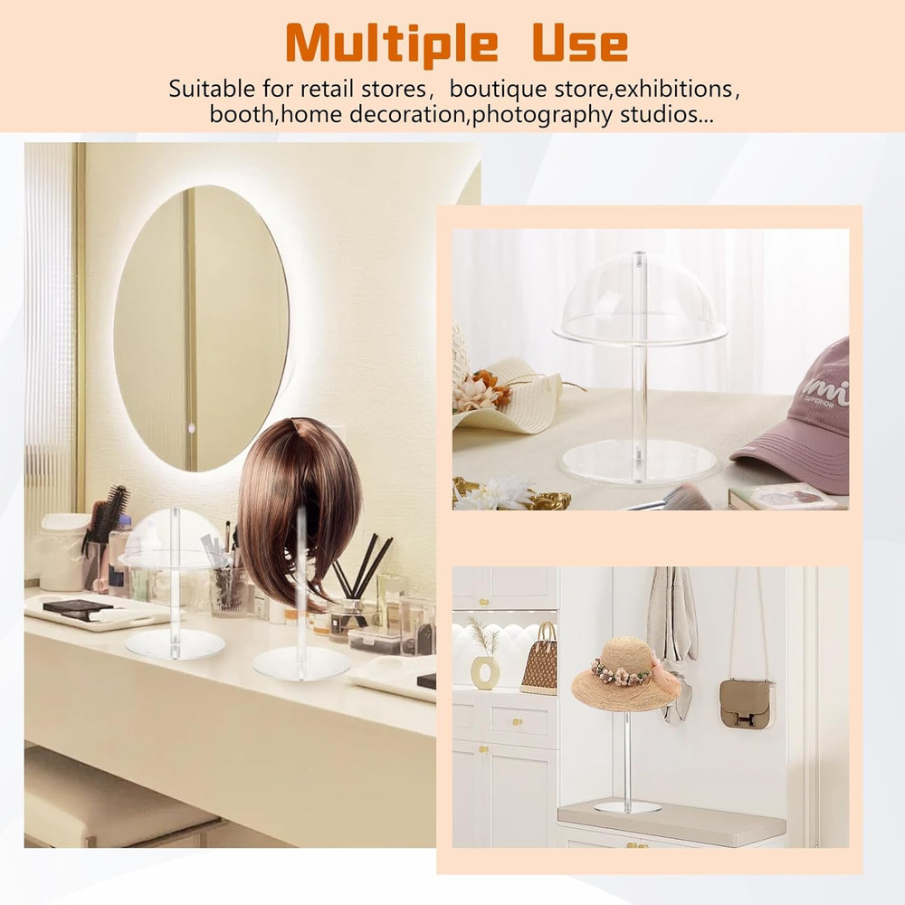 Iridescent Hat Display Stands - 3 Stylish Risers for Showcasing Hats
