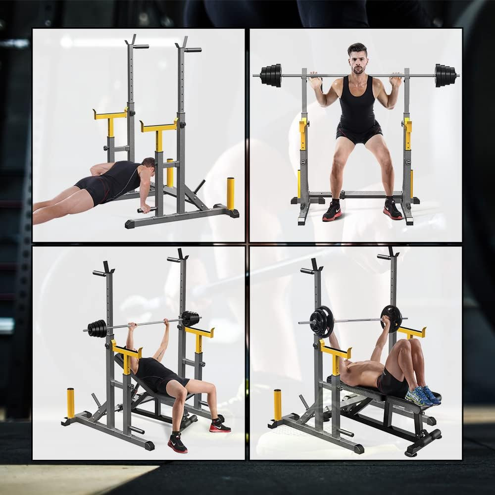 K Kingkang Adjustable Squat Rack,Multi-Function Barbell Rack for Weight Lifting
