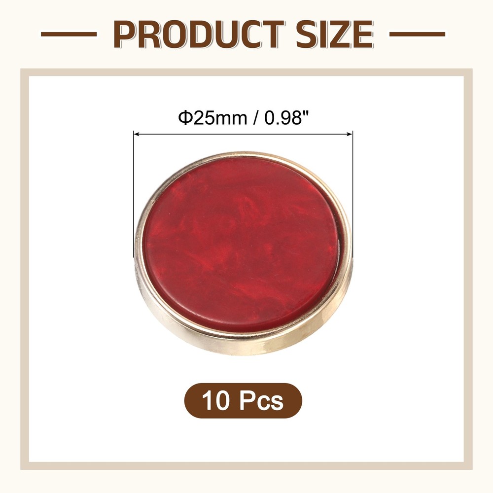 10Pcs Round Button, 25mm/1" Resin Decorative Pattern Button, Wine Red