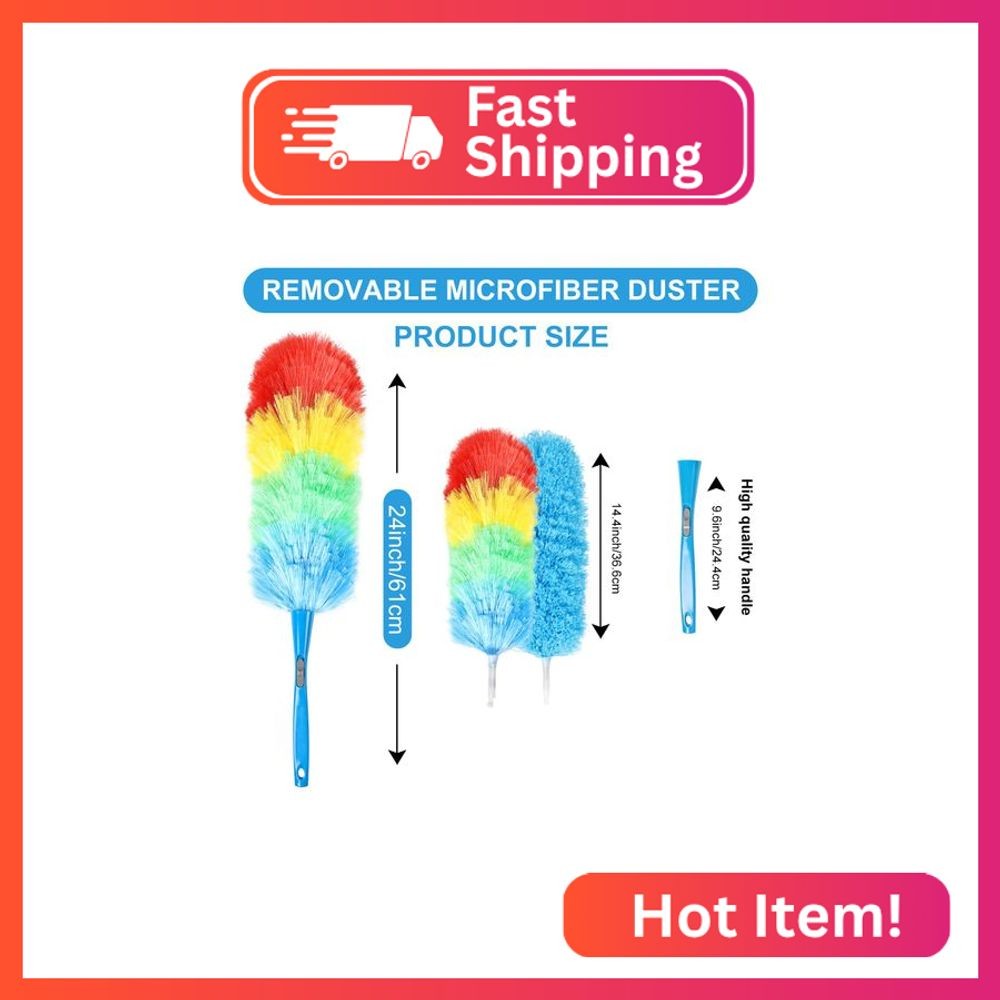 iHUFeather Rainbow Static Duster 24inch Reusable Microfiber Electrostatic Duster