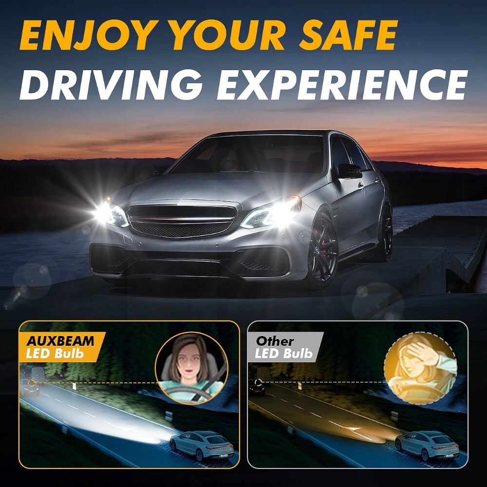 2x AUXBEAM H4 9003 LED Headlight Bulbs CANBUS High Low Beam 20000LM Super Bright