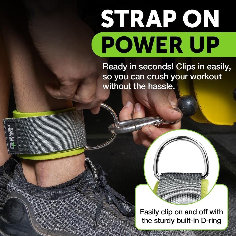 Gradient Fitness Ankle Straps (2 Pack) | Ankle Strap for Cable Machine, Ankle Ba