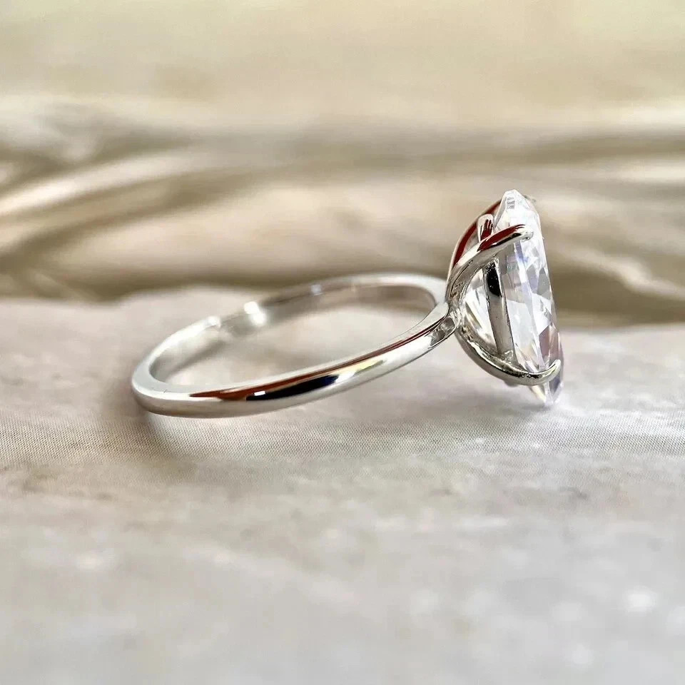 5.00 Ct Certified Lab Grown White Diamond Pear Cut Solitaire Ring 925 Silver