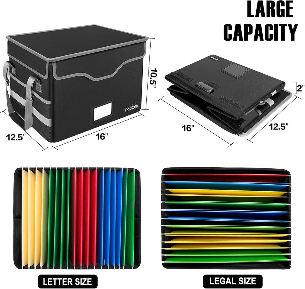 Waterproof and Dustproof Fiile Box with Lock - Collapsible Storage Solution