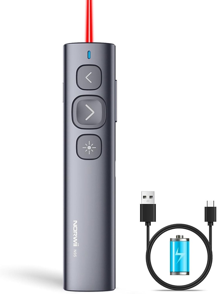 Norwii N95 Presentation Clicker, Power Point Clicker with Red Light beam