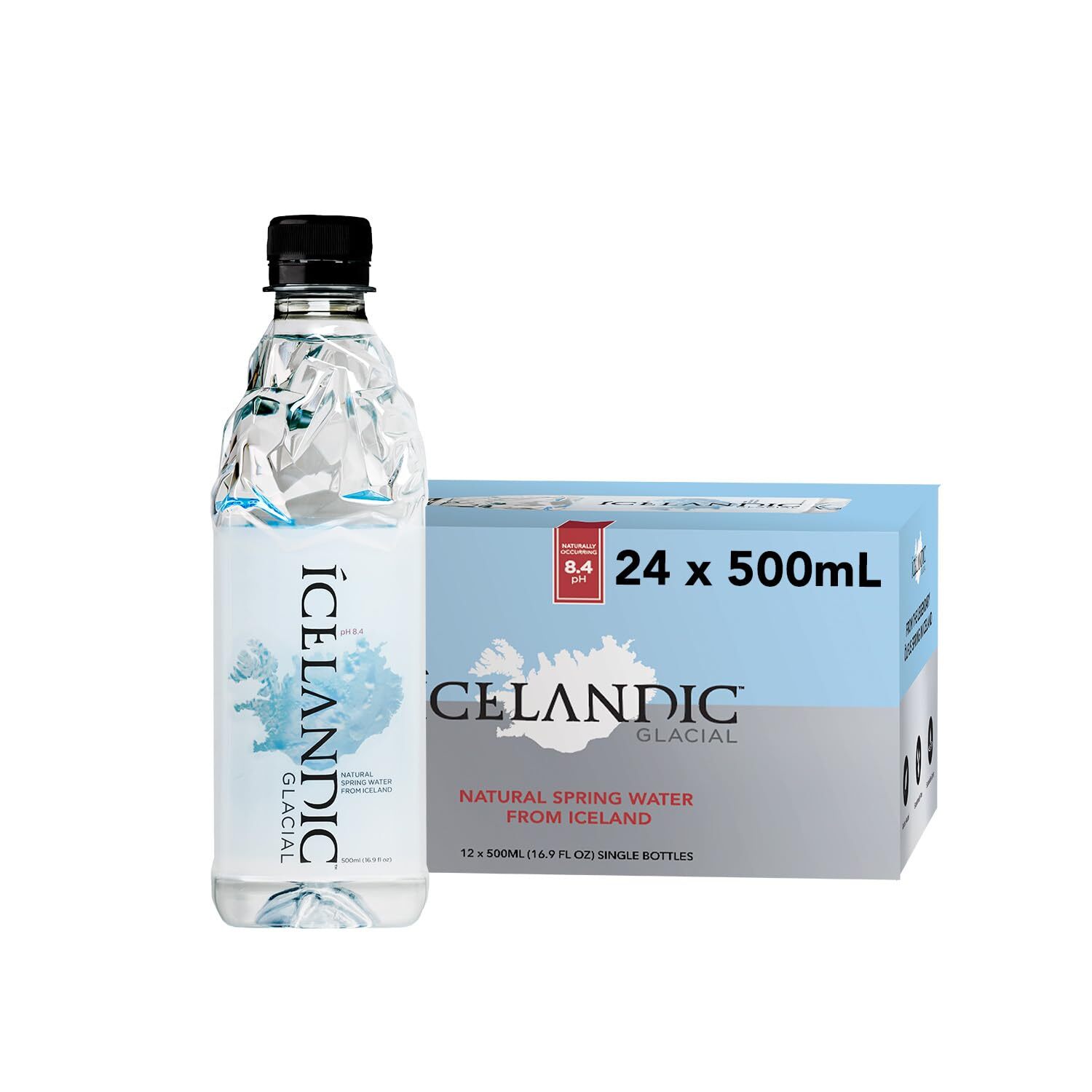 Icelandic Glacial Natural Spring Alkaline Water 16.9 Fl Oz Pack of 24