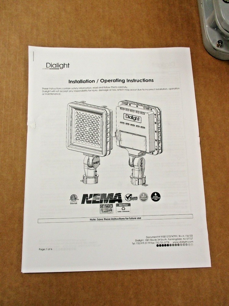DIALIGHT, DUROSITE FLOODLIGHT, FLW266SC5NG