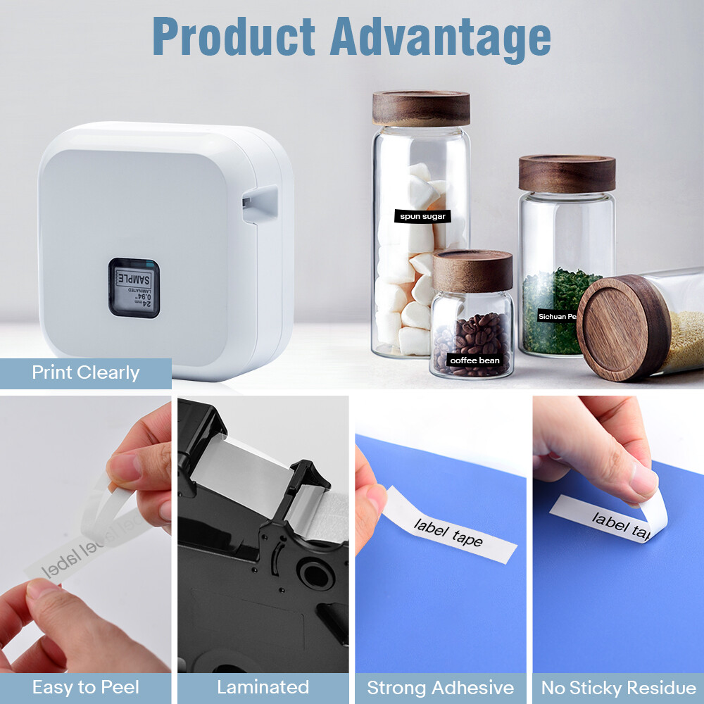 6PK TZ TZe 335 White on Black 1/2'' Label Tape for Brother P-Touch PT-300 1100